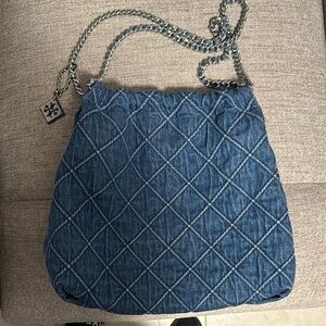 Tory Burch Denim Quilted Chain Shoulder Bag